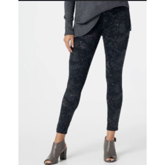 Spanx Jean-ish Marbled Leggings - Size Medium - Gray Marbled